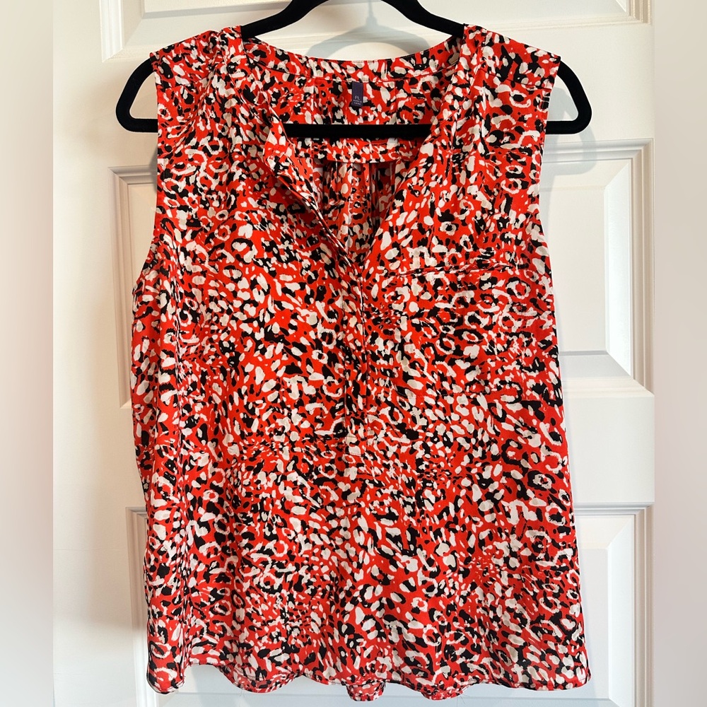 NYDJ Petite Large Sleeveless Abstract Animal Print Blouse - EUC